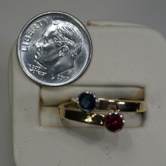 14KY Gold Handmade Genuine Ruby & Sapphire Ring - Picture 4 of 4
